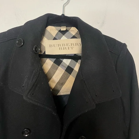 BURBERRY Daylesmoore Double Breasted Wool Cashmere Black Trench Coat Size 8 - Picture 9 of 15